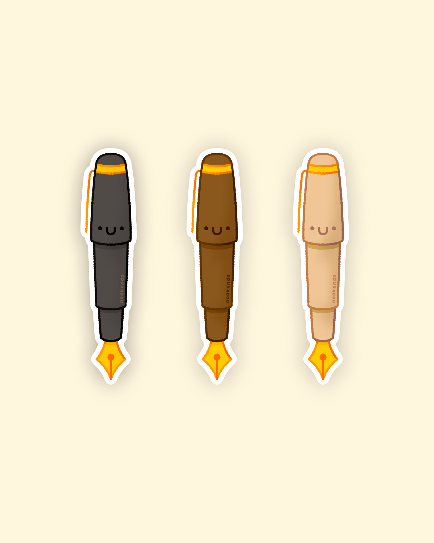 happy fountain pens stickers (neutrals)