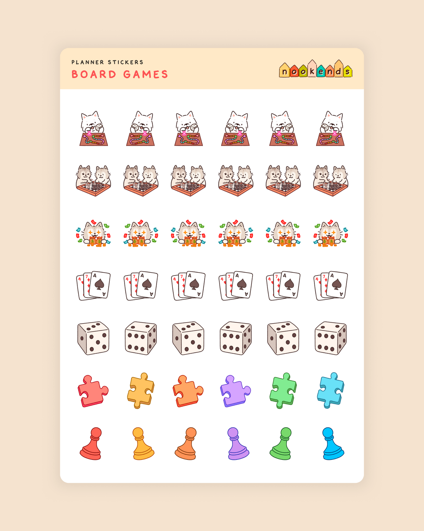 board games planner stickers