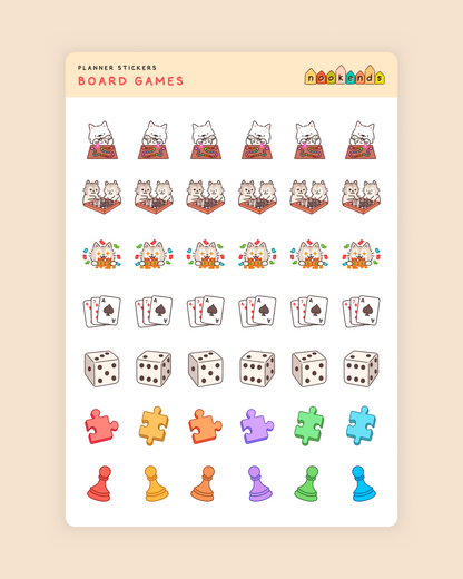 board games planner stickers