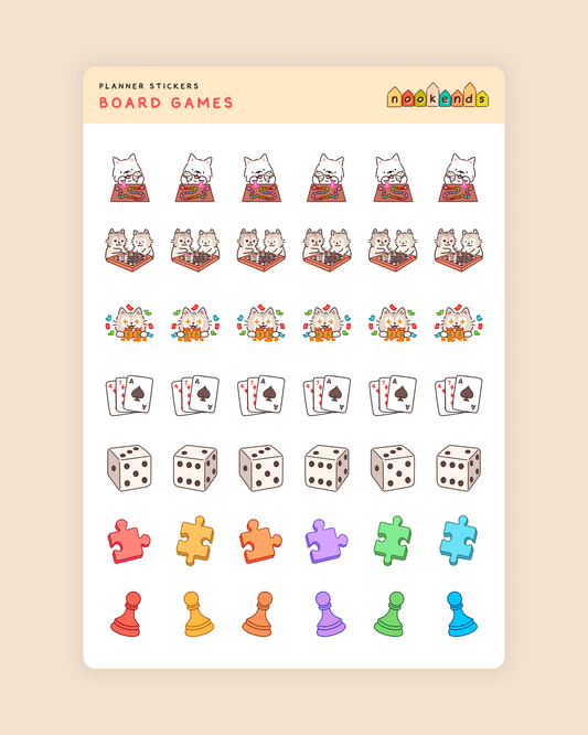 board games planner stickers