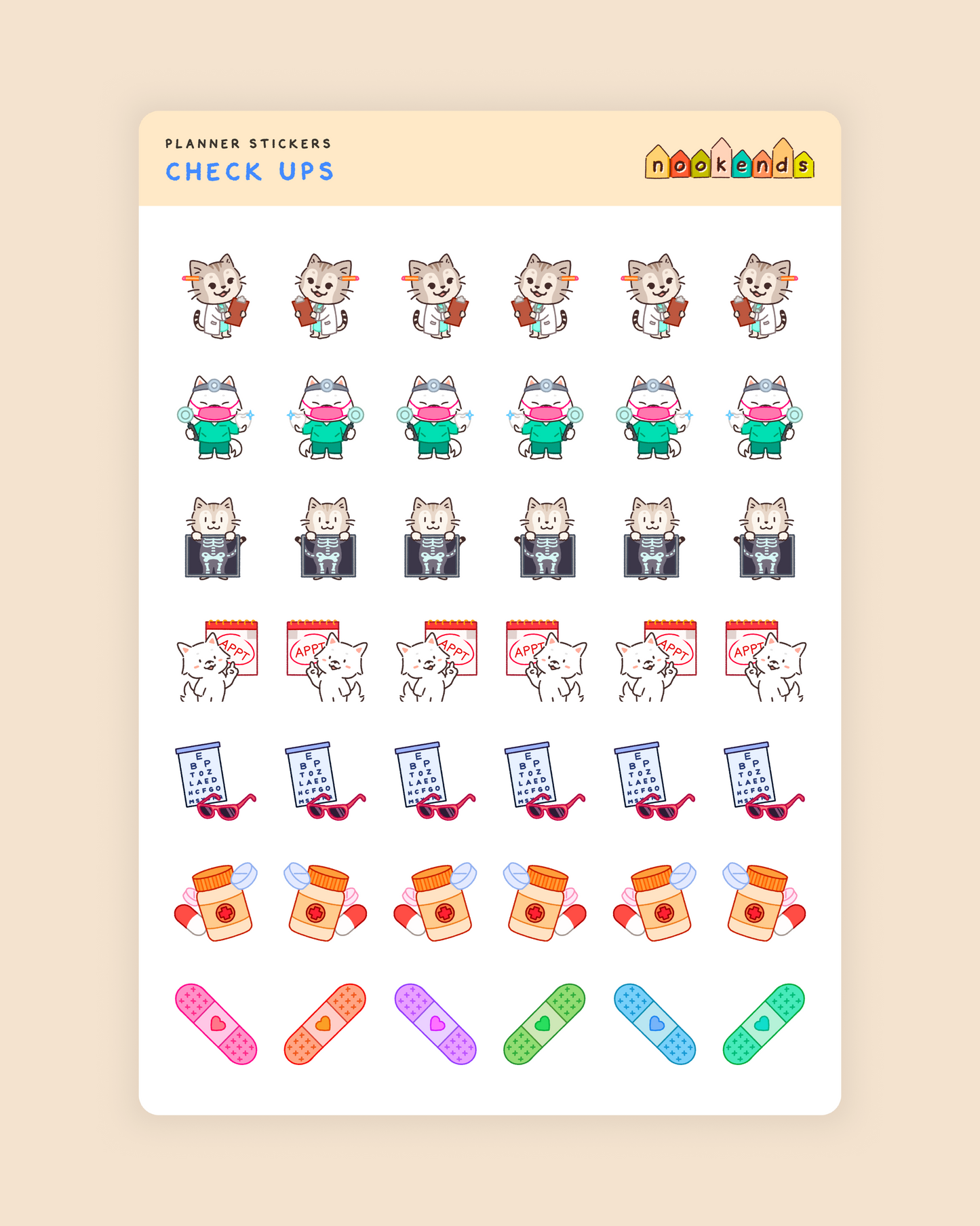 check ups planner stickers