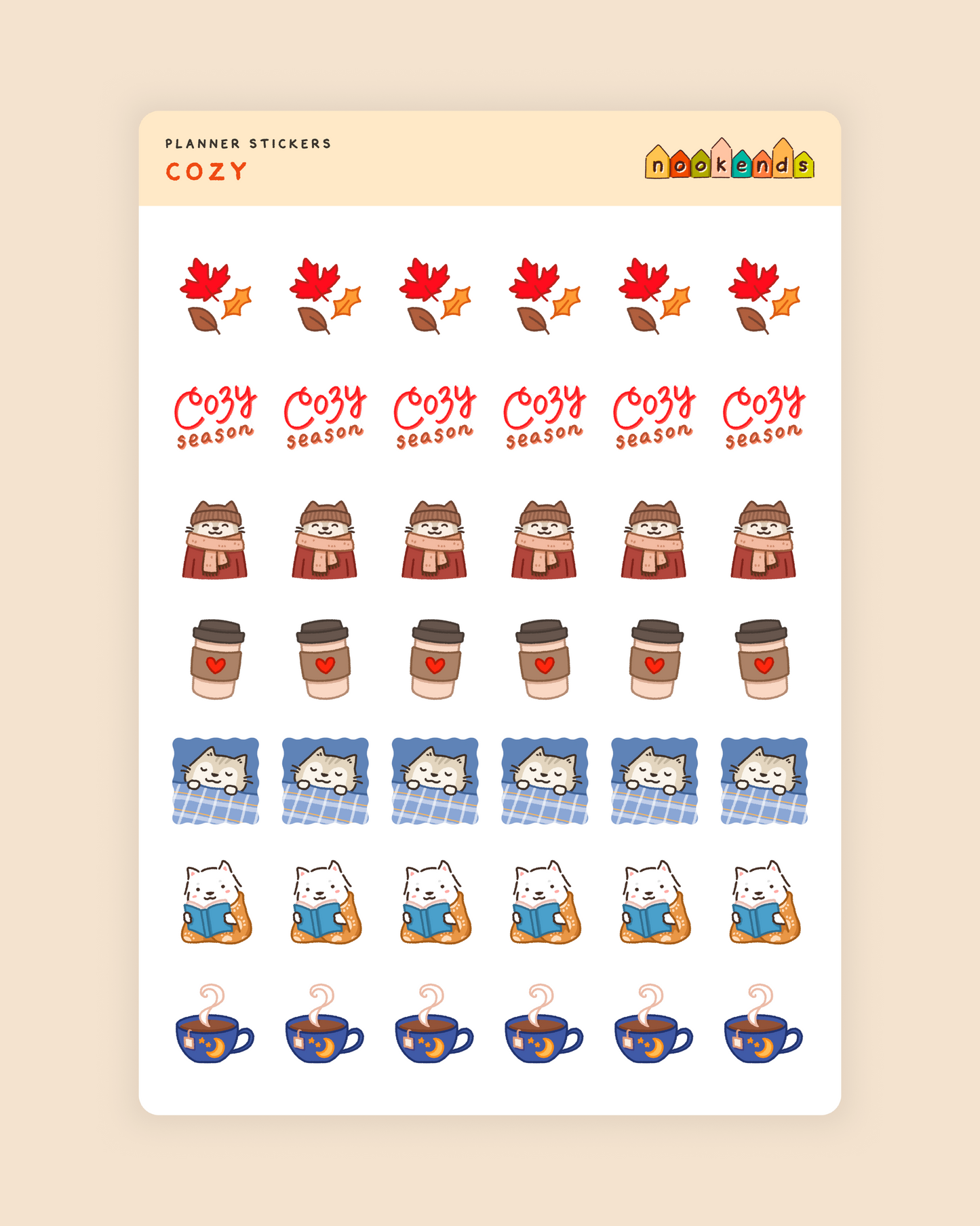 cozy planner stickers