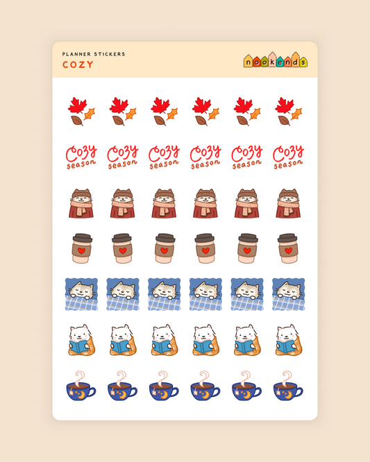 cozy planner stickers