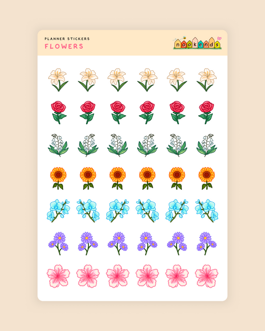 flowers planner stickers