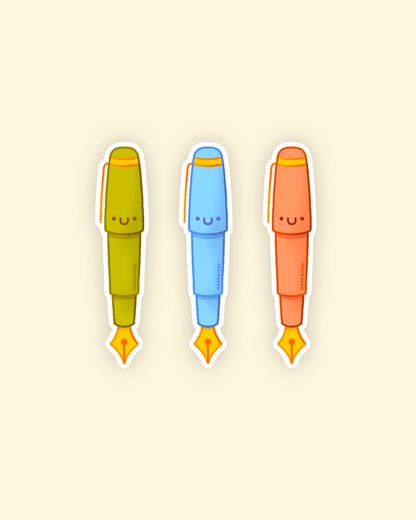 happy fountain pens stickers (colors)