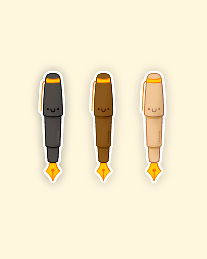 happy fountain pens stickers (neutrals)