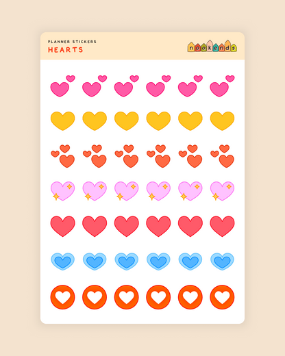 hearts planner stickers
