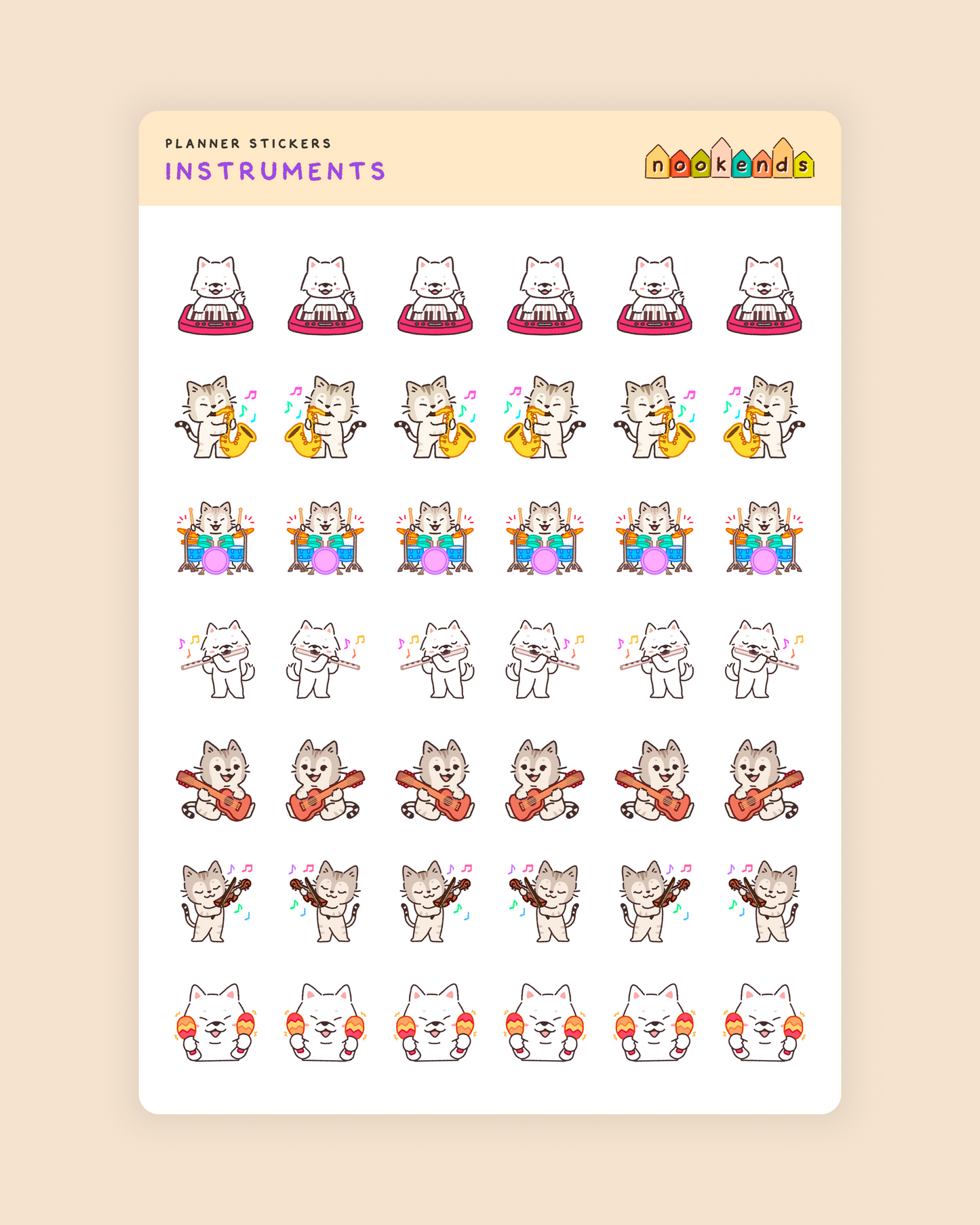 instruments planner stickers