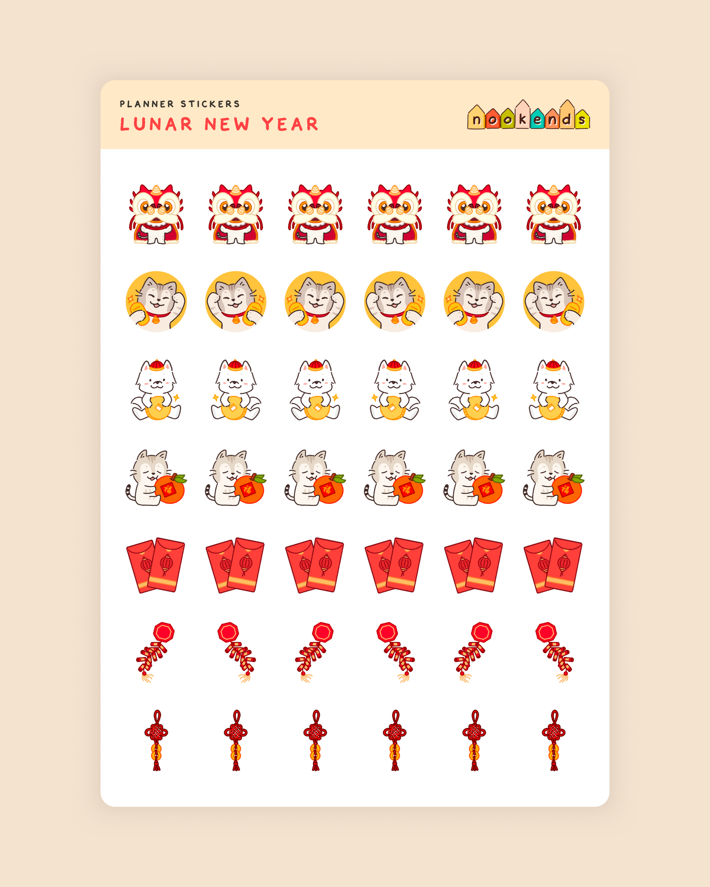 lunar new year planner stickers