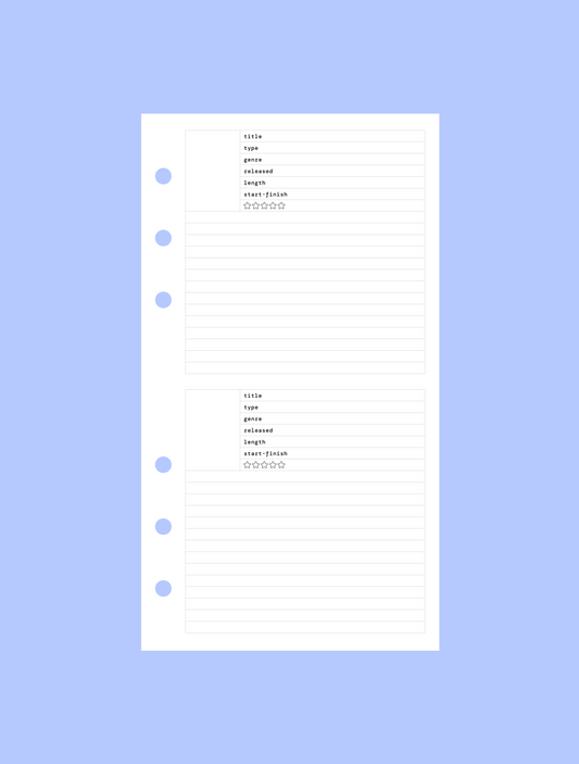 media review journal insert