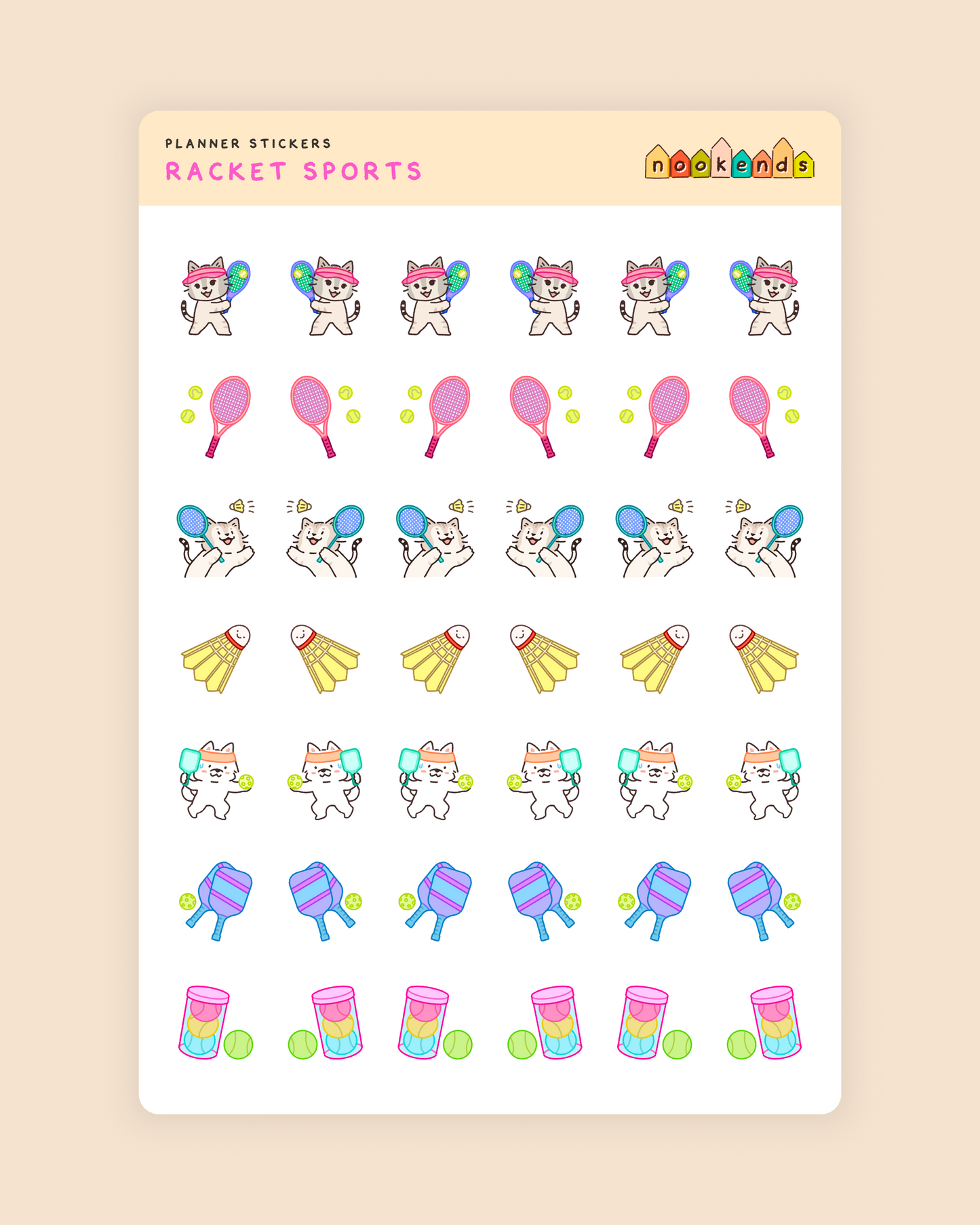 racket sports planner stickers