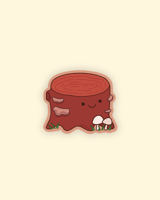 happy tree stump sticker