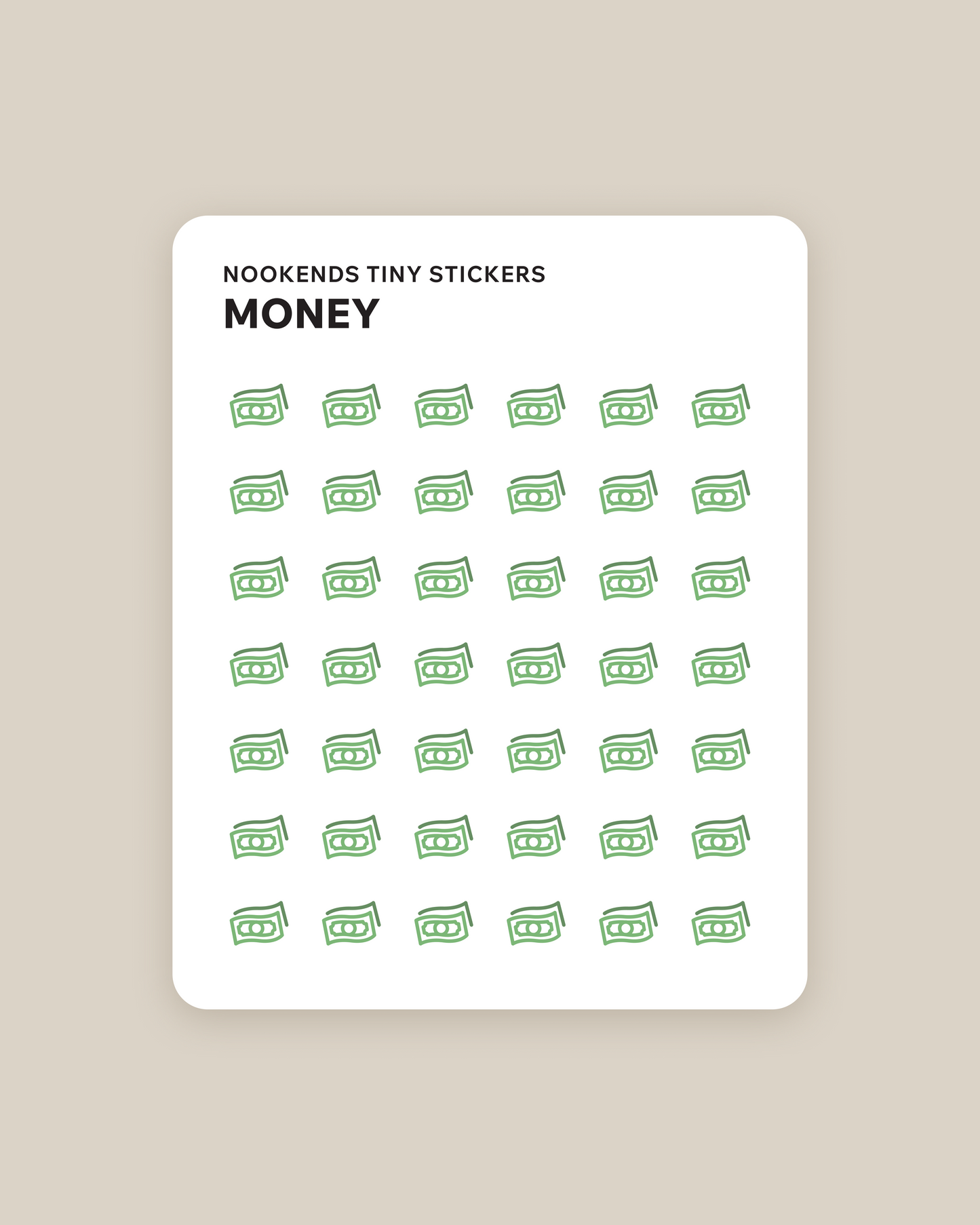 money tiny planner stickers
