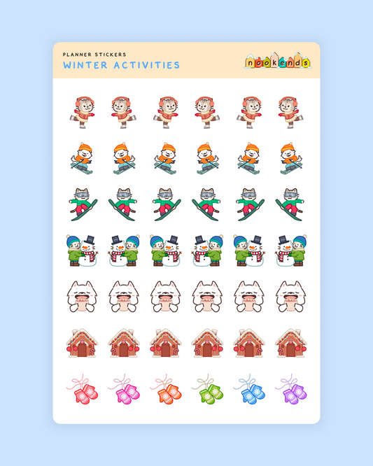 winter activities planner stickers