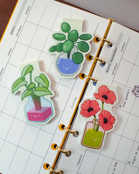 inky plant magnetic bookmarks
